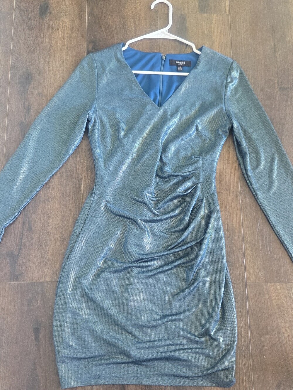 Guess Blue Cocktail Dress with Sparkle Overlay